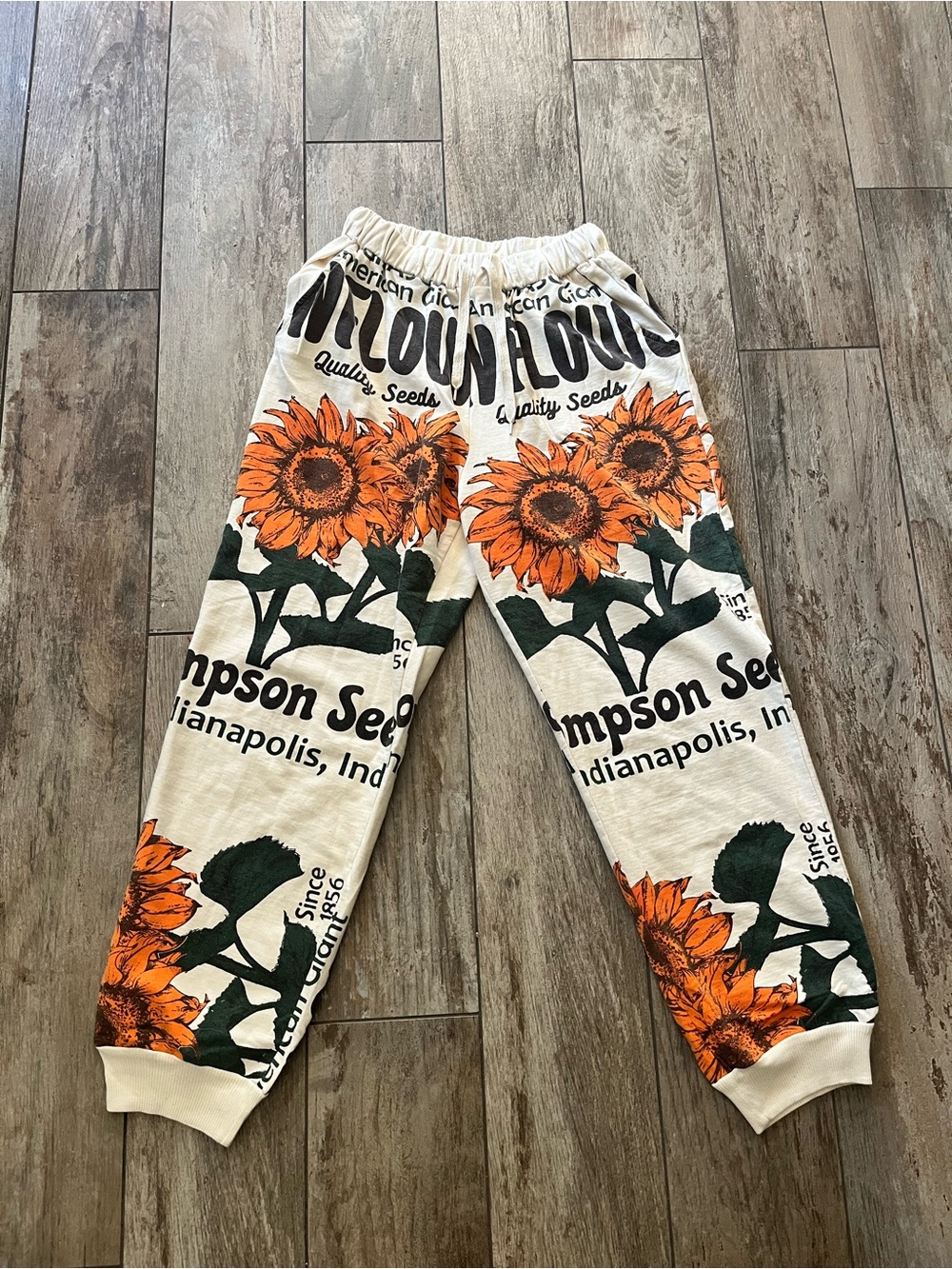 New Vintage Flour Sack Sunflower joggers